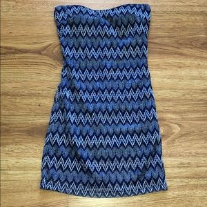 Blue Chevron Strapless O’ Sher Dress